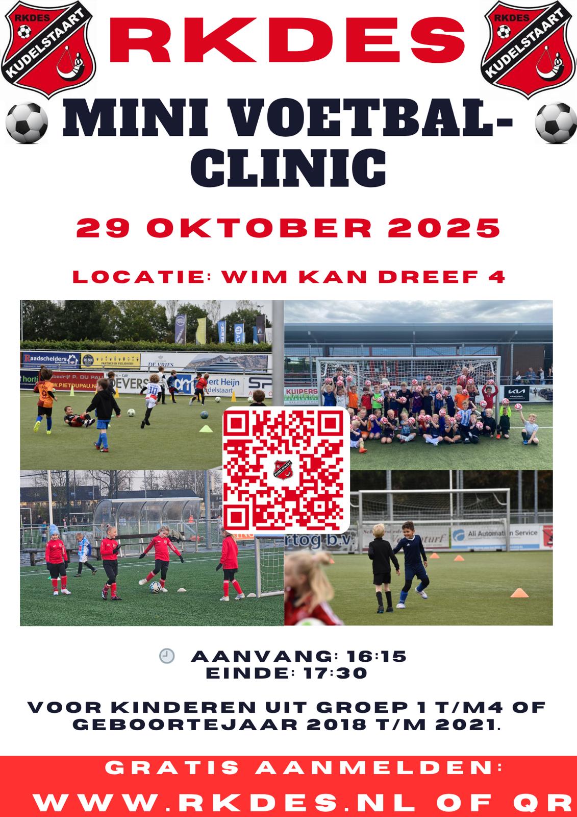 Aanmelden voetbal/miniclinic 29 oktober