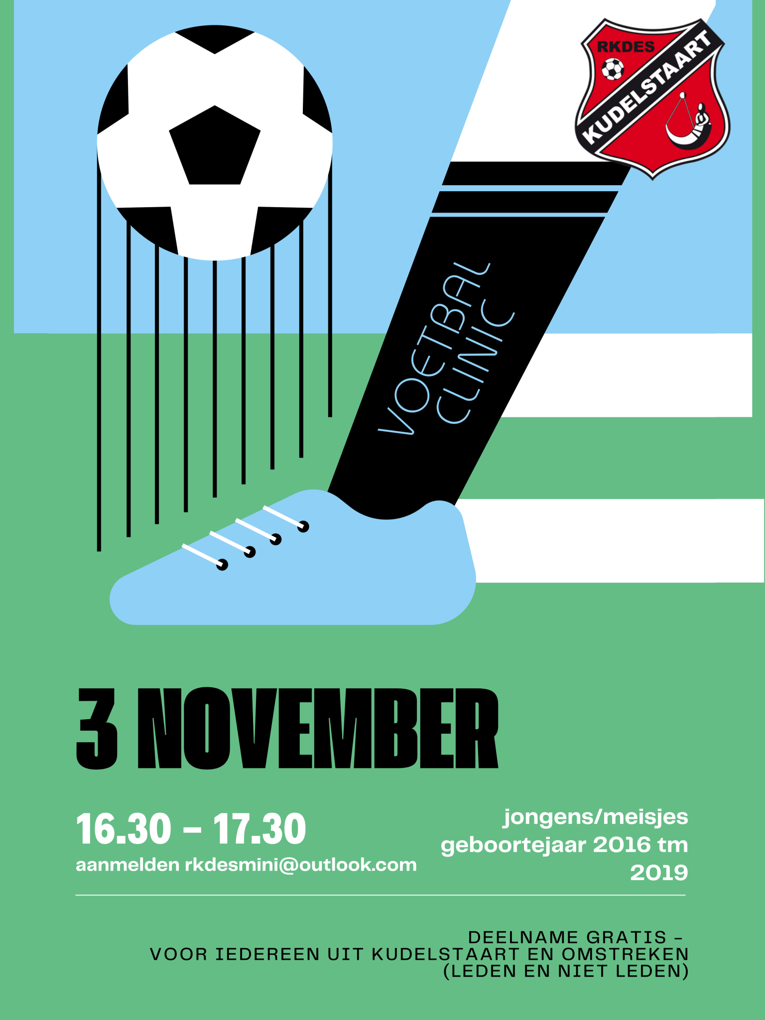 Voetbalclinic vrijdag 20 oktober (geboortejaar 2016 tm 2019)